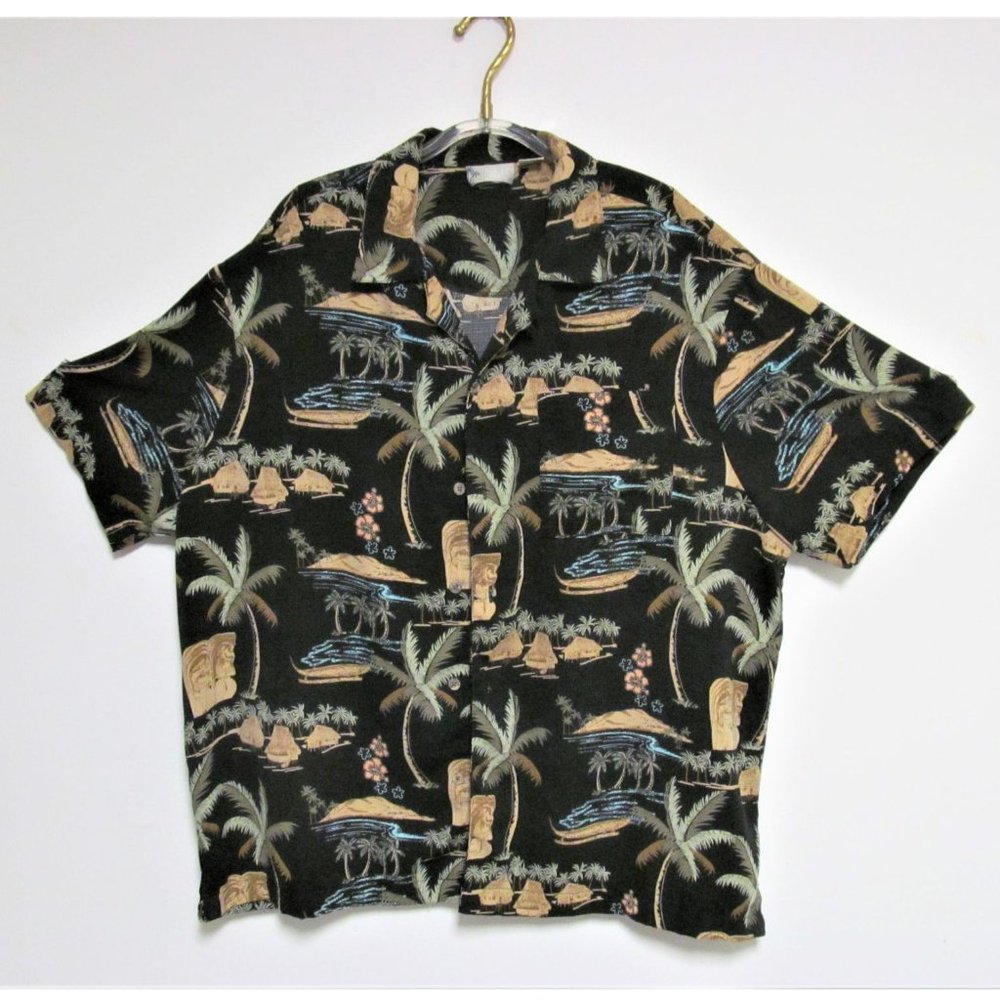 Vintage Island Shores Tropical Shirt Button Up Men Size XL